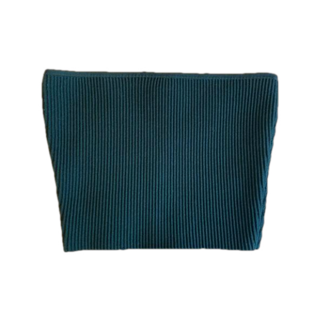 Babaton Teal Ribbed Strapless Crop Top